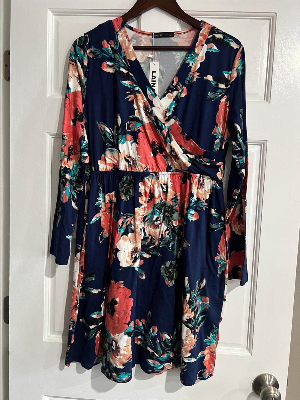 Lainab Dress Women's Navy Floral Wrap Dress